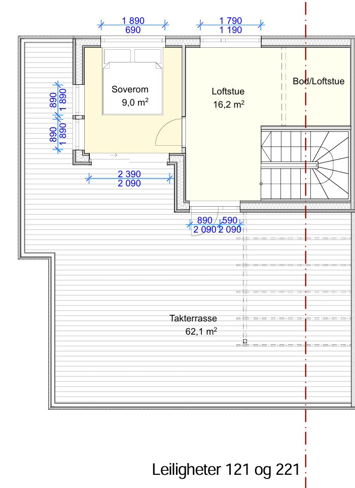 Taktegning leilighet 121