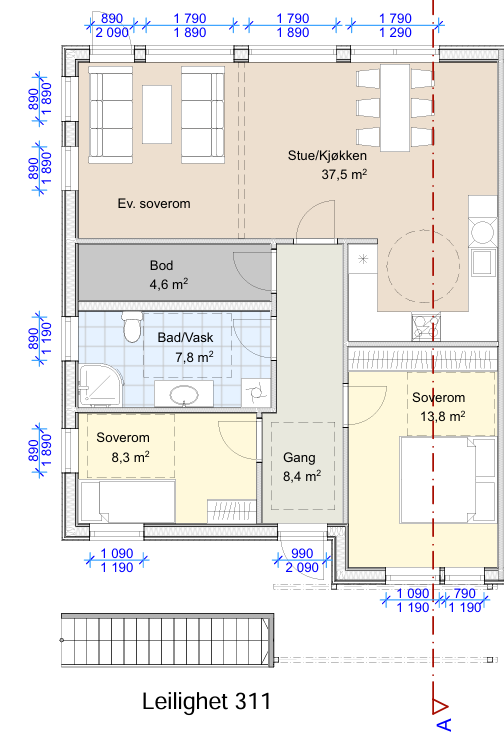 Plantegning leilighet 311