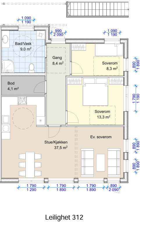 Plantegning leilighet 312