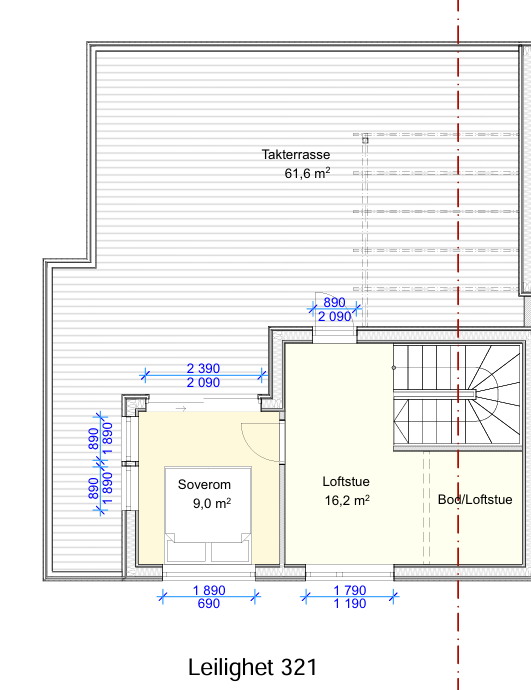 Taktegning leilighet 321
