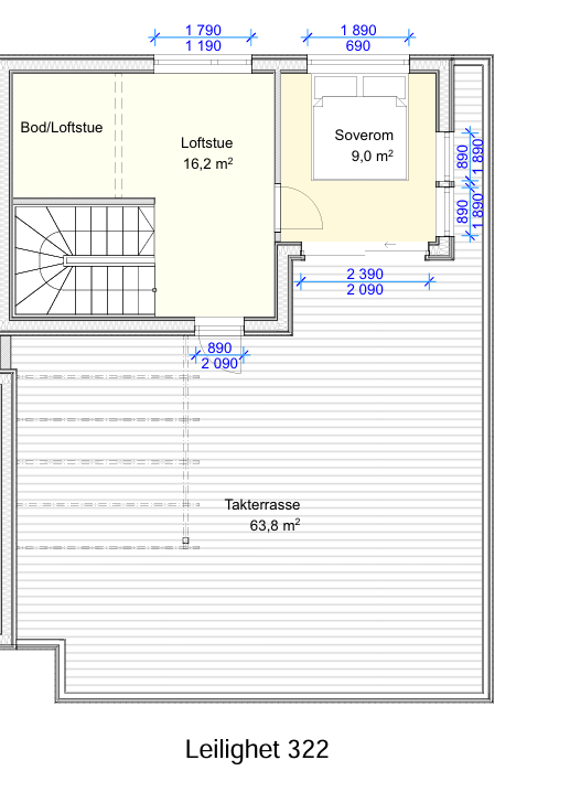 Taktegning leilighet 322