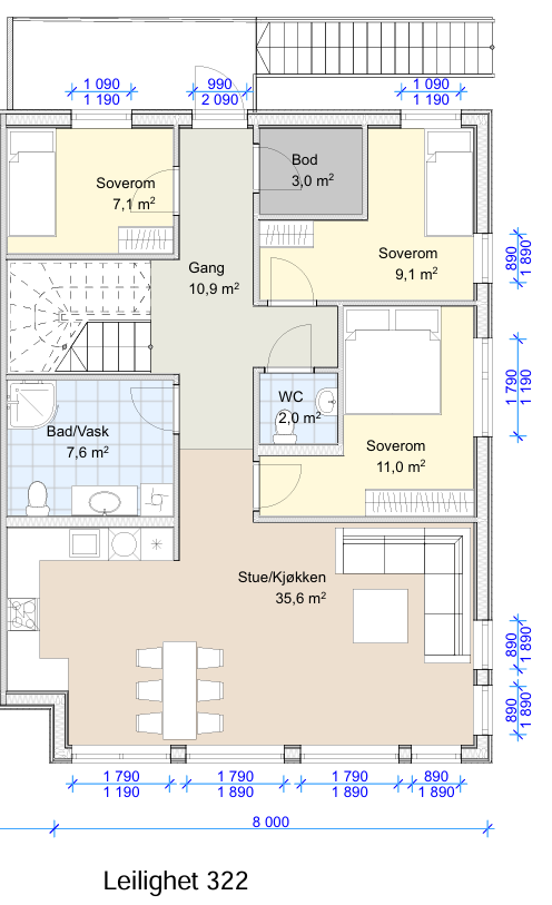 Plantegning leilighet 322